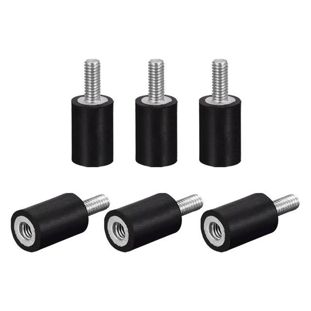Soportes de Goma Unique Bargains 6uds M4 Macho/Hembra Aislador de Vibraciones Negro D10mmxH15mm