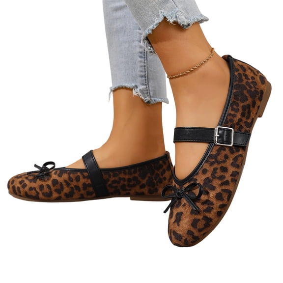 Willtoo Mary Jane Shoes Ballet Flats for Women Rounde Toe Slip on Bow Bowknot Ballerina Flat Comfortable Dressy Maryjane Shoes Women's Flats with Adjustable Strap