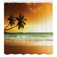 thumbnail image 3 of Ambesonne Tropical Shower Curtain, Palm Tree Exotic Beach, 69"Wx70"L, Amber Green White, 3 of 3