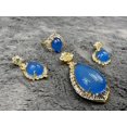 thumbnail image 3 of kiki home Genuine Natural Gemstone Jewelry Blue chalcedony necklace ring and earring, 3 of 11