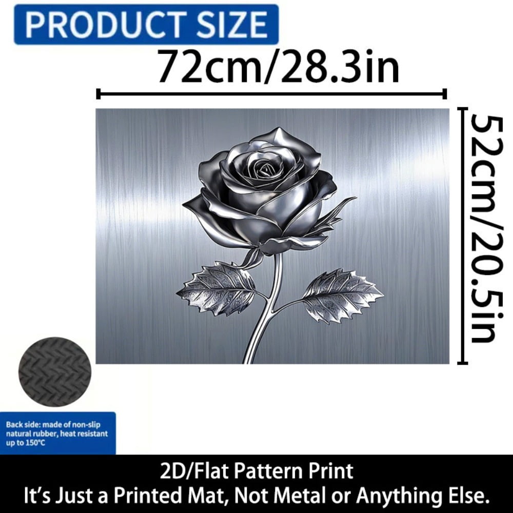 1 2D/flat stove cover protection pad, embossed rose pattern design, 28.3x20.5 inches (72×52cm), easy to clean, perfectly suitable for any kitchen, washing machine, dryer, stove panel protection pad,