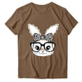 thumbnail image 2 of Easter Shirt for Women Leopard Print Bow Glasses Bunny Graphic T-Shirt Short Sleeve Crewneck Casual Loose Fit Festival Apparel Spring Holiday Top, 2 of 5