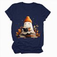 thumbnail image 4 of TOWED22 Halloween Teacher Shirts for Women Groovy Read More Books Ghost T-Shirt Short Sleeve Halloween Party Tee Tops(Navy,3XL), 4 of 5