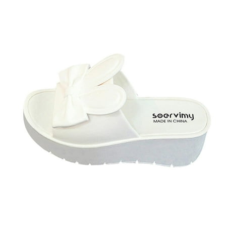 

Kukoosong Wedge Sandals for Women Summer Thick Bottom Slope Heel Shoes Beach Sandals Rabbit Casual Slippers Sandals Women White 38