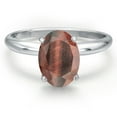 thumbnail image 3 of Gem Stone King 14K White Gold Red Tiger Eye Solitaire Engagement Ring for Women | 1.50 Cttw | Oval 9X7MM | Gemstone Birthstone | Size 6, 3 of 6