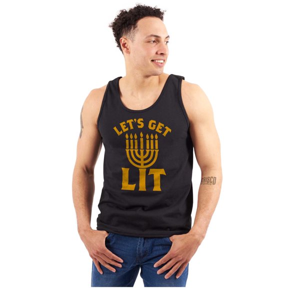 Hanukkah Menorah Let's Get Lit Tank Top T Shirts Men Women Brisco Brands S