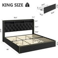 thumbnail image 4 of Ataucjin Velvet Queen Size Bed Frame with 4 Storage Drawers, Upholstered Queen Platform with Tufted Headboard and Nailhead Trim Design, Black No Box Spring Needed Wooden Slats Bedframe, 4 of 9