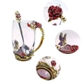 thumbnail image 3 of Juegos de tazas de té con diseño de mariposa y flores esmaltadas, tazas de café de vidrio, 3 of 5