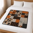 thumbnail image 6 of 27.6x39in Vintage Patchwork Halloween Flannel Throw Blanket,Fall Harvest Halloween Decorations,Soft Printed Decorative Blanket, Indoor Outdoor Farmhouse Sofa Couch Bed Living Room Holiday Decor Throw, 6 of 8