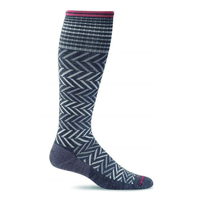 Sockwell SW7W-850-CHARCOAL-S-M Womens Chevron Graduated Compression Socks - Charcoal - Small & Medium