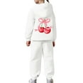 thumbnail image 5 of Girls Sweatsuit Set Size 10-12 Casual Print Hoodie and Pants Outfit 2 Piece Toddler Kids Fashion Athletic Wear Comfy Daily Play Youth Two Piece Tracksuit for Loungewear, 5 of 7