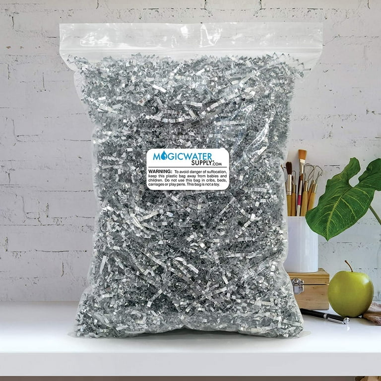 MagicWater Supply Crinkle Cut Paper Shred Filler (1/2 lb) for Gift Wrapping & Basket Filling - White & Silver