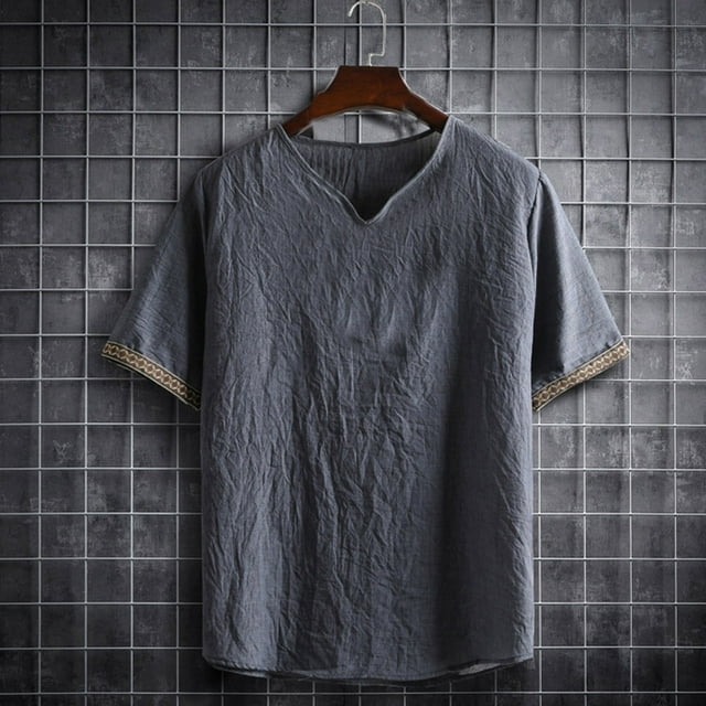 pstuiky camisetas para hombre, Camisa informal de manga corta con cuello en V para hombre, cómoda y a la moda. ropa de hombre m