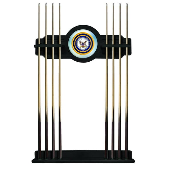United States Navy Solid Wood Cue Rack with a Black Finish