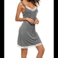 thumbnail image 2 of Camisón de Mujer con Cuello en V, de Encaje, Suave, Gris, Talla XXL, 2 of 7
