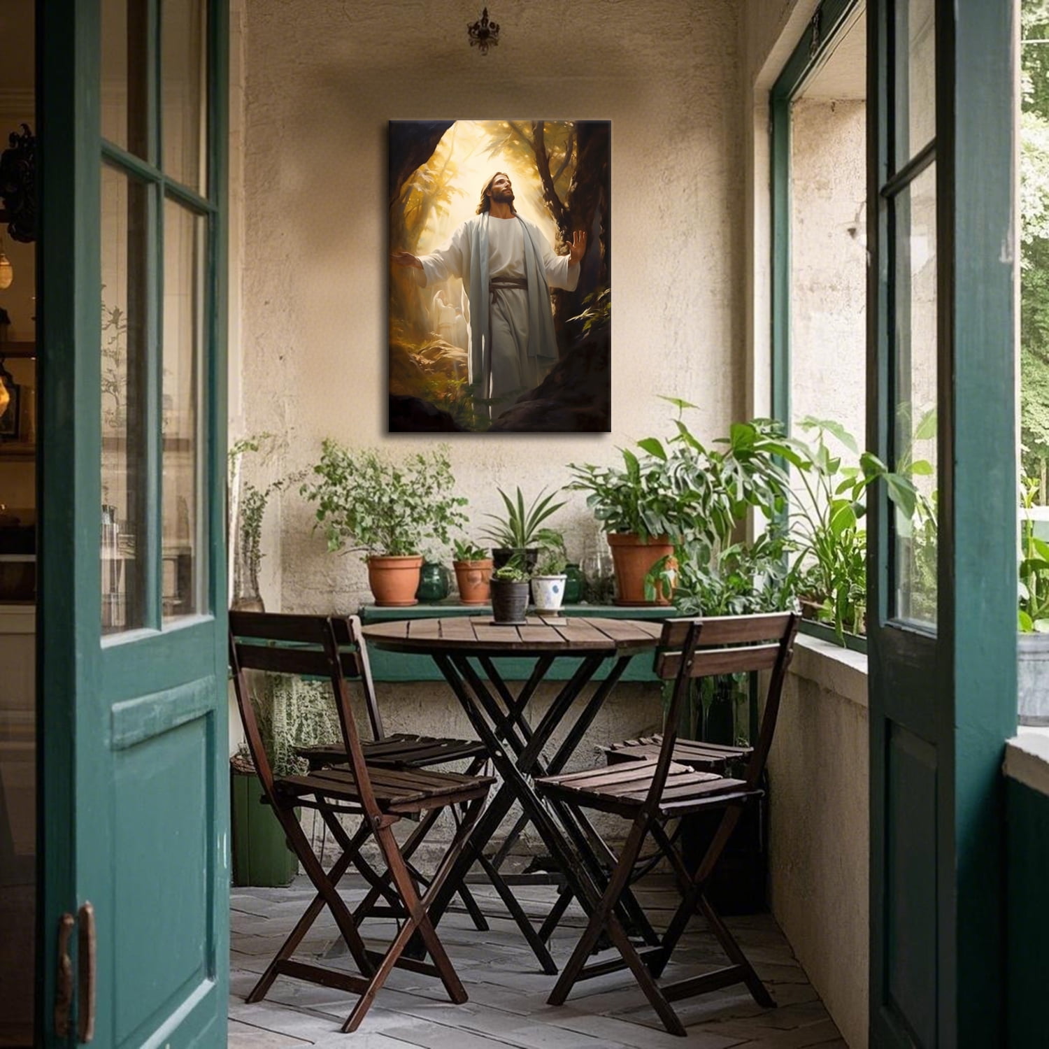 Jesus Canvas Wall Art Christian Wall Decor Picture Painting Jesus Praying in the Garden of Gethsemane Printed Poster for Living Room Bedroom Church Decoration