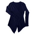 thumbnail image 4 of Fiaer Deep V Neck Sweaters for Women Trendy Long Sleeve Solid Slim Fit Twsit Knot Stretchy Knit Cropped Tops Dark Blue One Size, 4 of 4