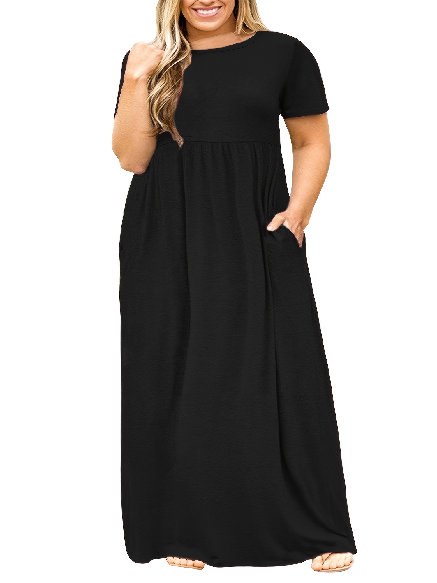 TARAINYA Women's Plus Size Short Sleeve Maxi Dress photo 1
