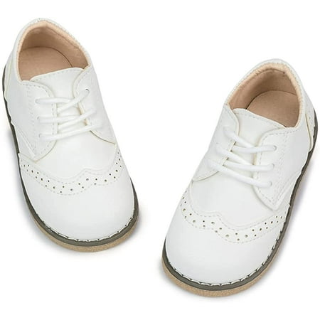

Toddler Boys Girls Dress Shoes Little Kid Oxford Shoes Wedding Church Dress Shoes PU Leather Lace Up School Uniform Loafer Flats