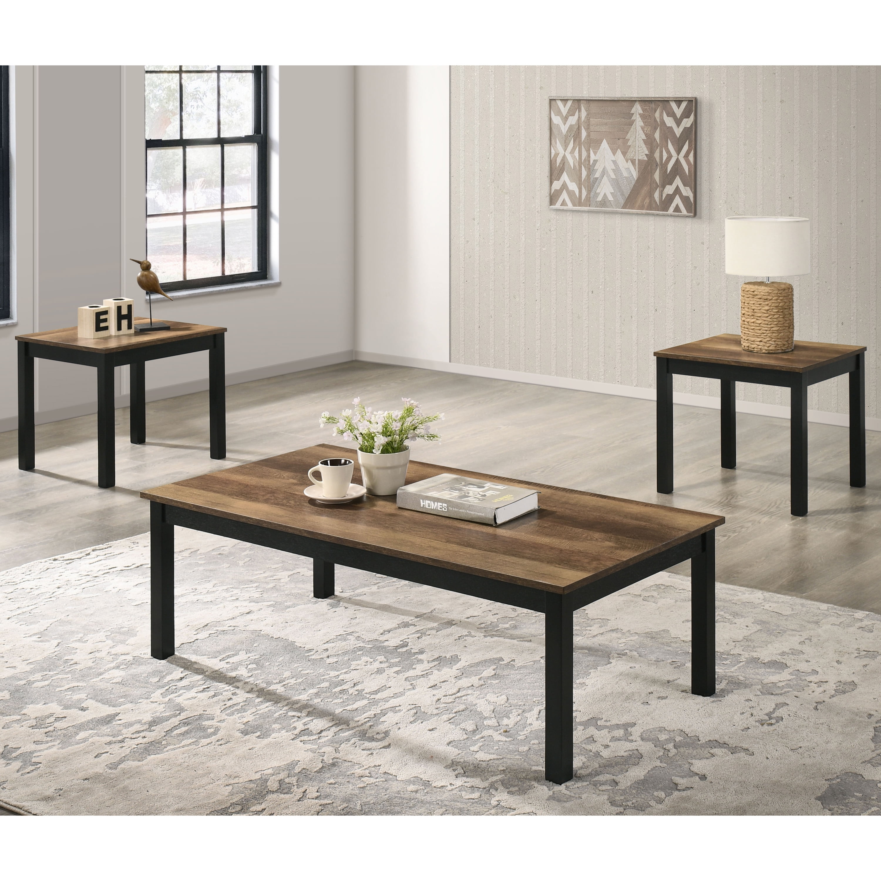 Furniture of America Versi Modern 3-Piece Coffee Table Set, Brown
