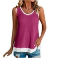 thumbnail image 2 of Xunlbb Tank Top for Women Summer Casual Patchwork Fake Two-piece Sleeveless Top T-shirt Round Neck Sleeveless Garment Sleeveless Tops for Women S-2XL, 2 of 6