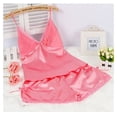 thumbnail image 1 of Pijama de tirantes de primavera y verano para mujer, traje de dos piezas de seda de hielo sexy, pantalones cortos de seda colgantes, ropa fina de gran tamaño para el hogar, 1 of 6
