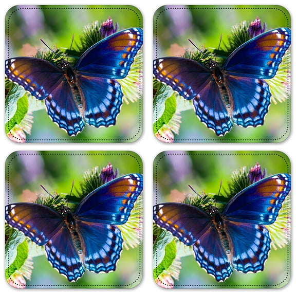 Vinyl Drink Coasters - Set of 4 - Purple Butterfly