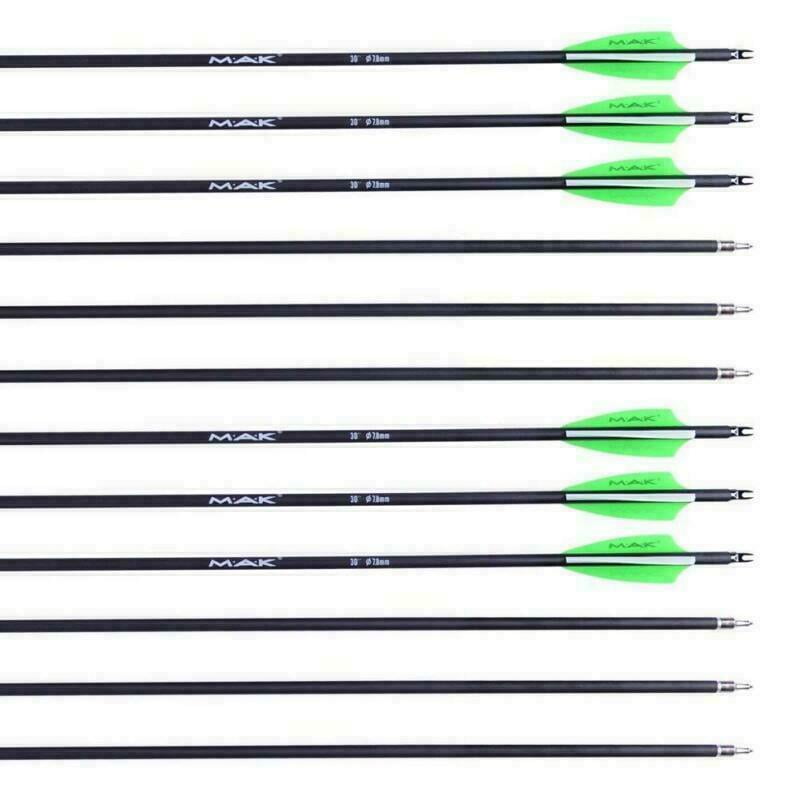 12PCS 30" Carbon Arrows Compound Bow Arrow Archery Hunting Screwed Tips 