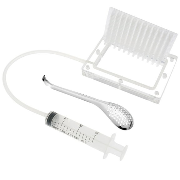 Wekvgz 2Pcs Molecular Gastronomy Kit Professional Caviar Maker Kit Easy Caviar Maker Box Detachable Caviar Box Spherification Kit 96 Holes Roe Sauce Dispenser with Syringe Spoon for Home Desserts