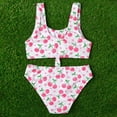 thumbnail image 3 of WOYY Big Girls Bikini Swimsuit Cherry Print Bathing Suit Quick Dry Beach Swimwear, 3 of 8