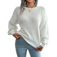 thumbnail image 3 of Women'S Winter Pullover Sweater Casual Long Sleeve Crewneck Loose Chunky Knit Jumper Tops Blouse White S, 3 of 9