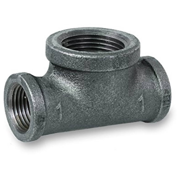 Supply Giant BMBT0121 Black Malleable Bull Head Tee Fitting with Female Threaded Connections, 1/2" x 1/2" x 1"