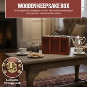 Wooden Vintage Luggage Trunks - Antique Carry on Suitcase Storage Box with Hinged Lids, Old-Fashioned Decorative Box for Dresser, Coffee Table Decor, Shelf Decor or Kitchen Table Decor, Small