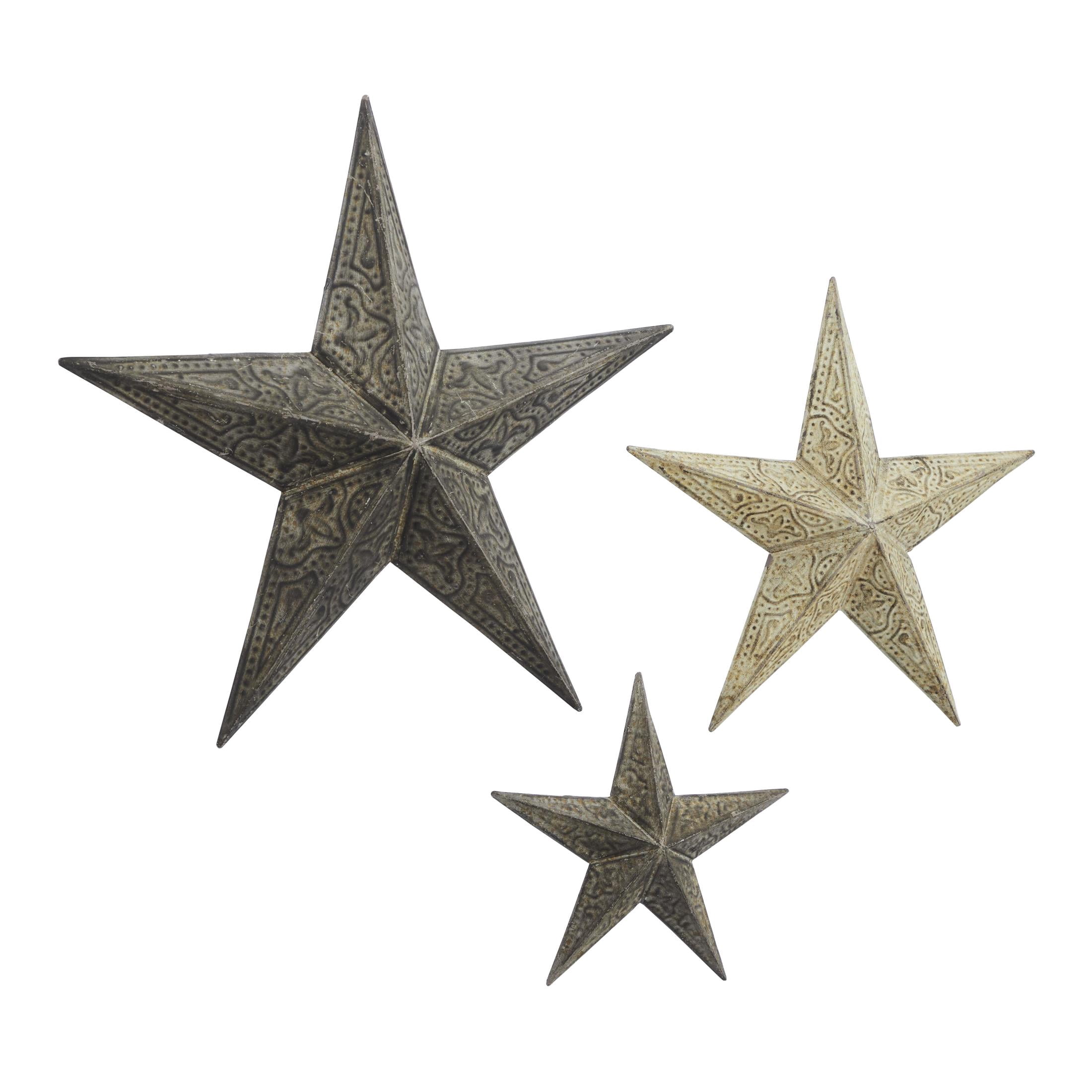 DecMode Brown Metal Indoor Outdoor Star Wall Decor (3 Count)