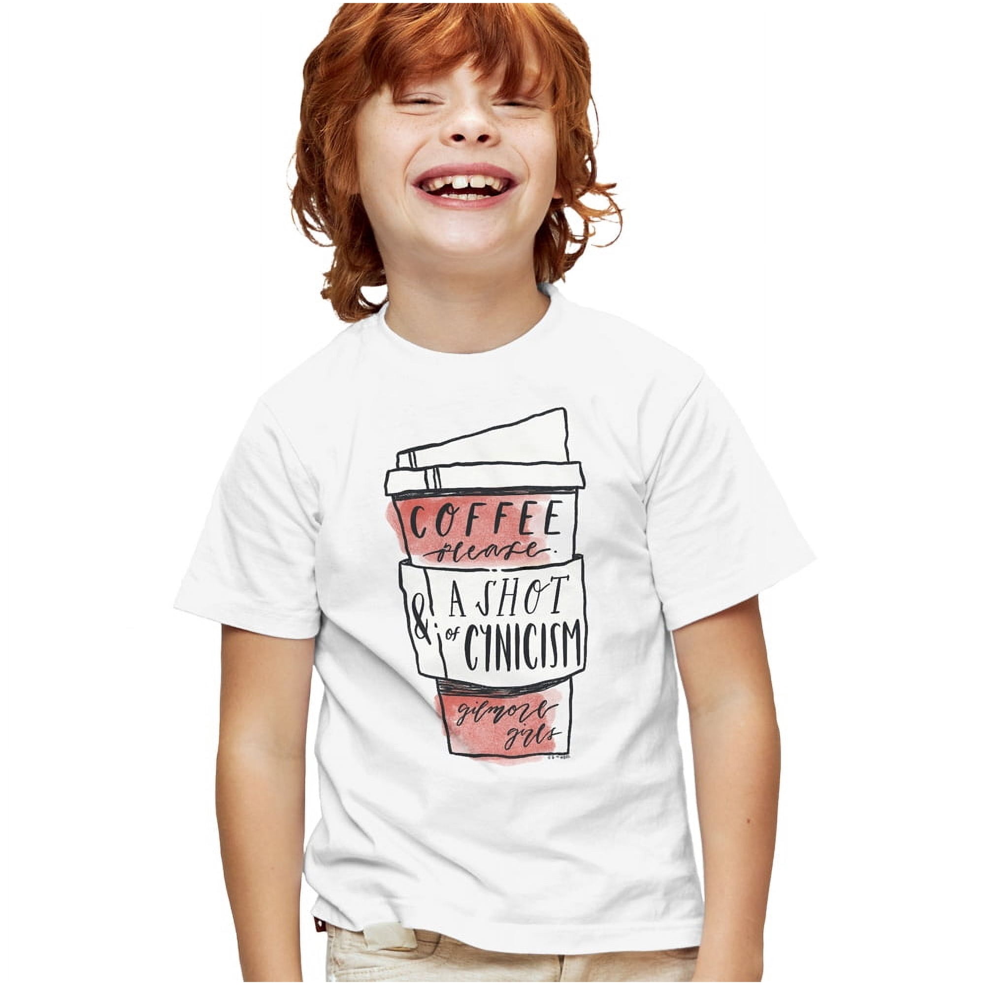 Gilmore Girls Coffee Please Kids T Shirt for Youth Boys and Girls, White, Medium