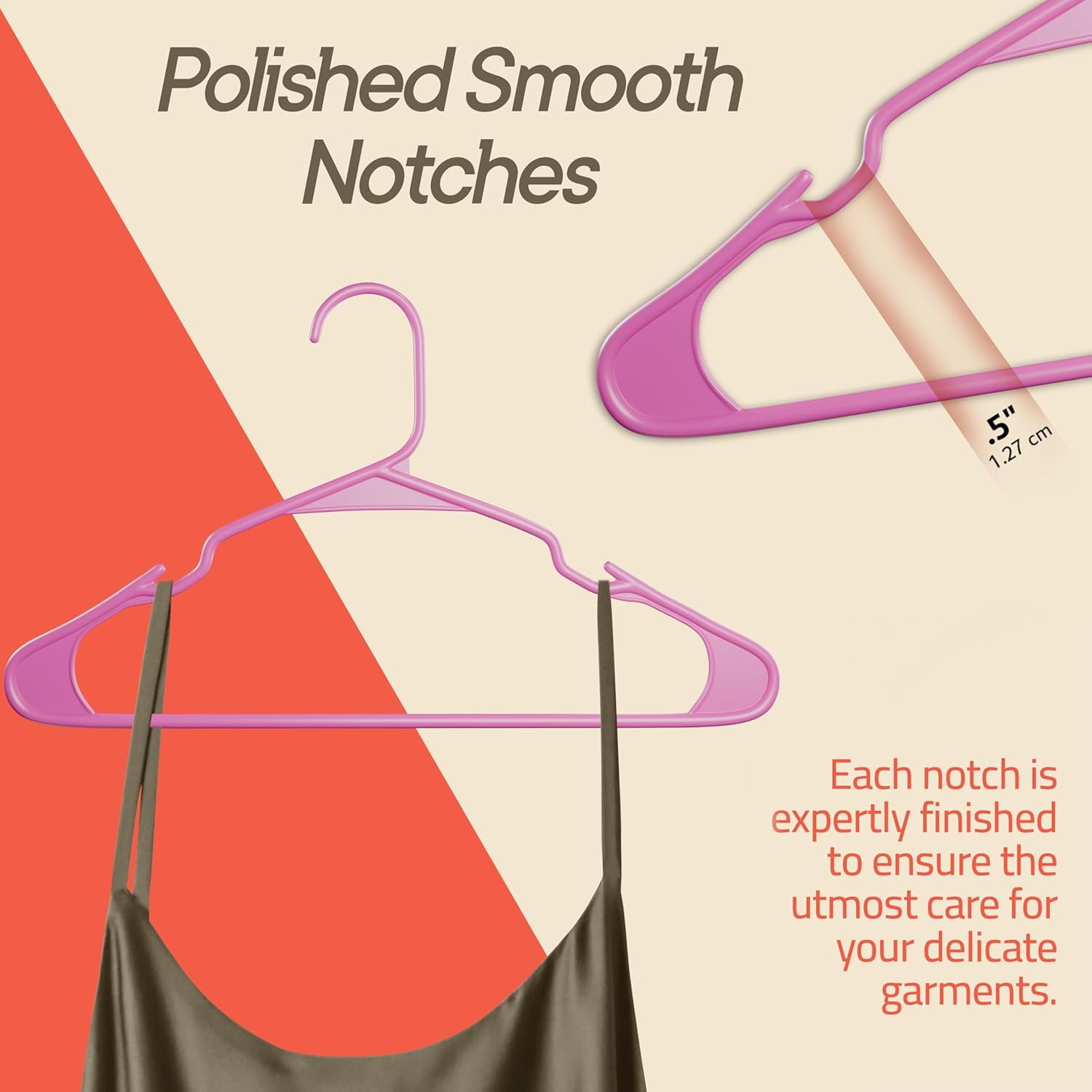 Pink Plastic hangers 5 Pack– Heavy-Duty Plastic Hangers Slim and Space-Saving Hangers, Durable & Lightweight PP Hangers with Non-Slip Shoulder Notches for Slip Dresses, Suits, Jackets & Camisoles
