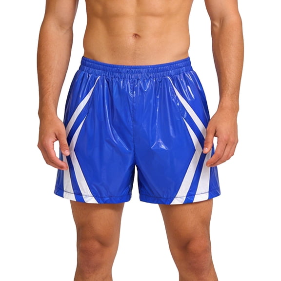 Hansber Mens Waterpoof Swim Trunks with Pockets Color Blocking Athletic Sportswear for Swimming Running Royal Blue M