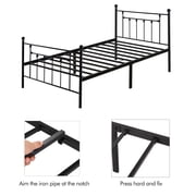 VECELO Twin Size Metal Platform Bed Frame with Victorian Vintage Headboard and Footboard, Under-Bed Storage, No Box Spring Needed, Easy Assembly, Black