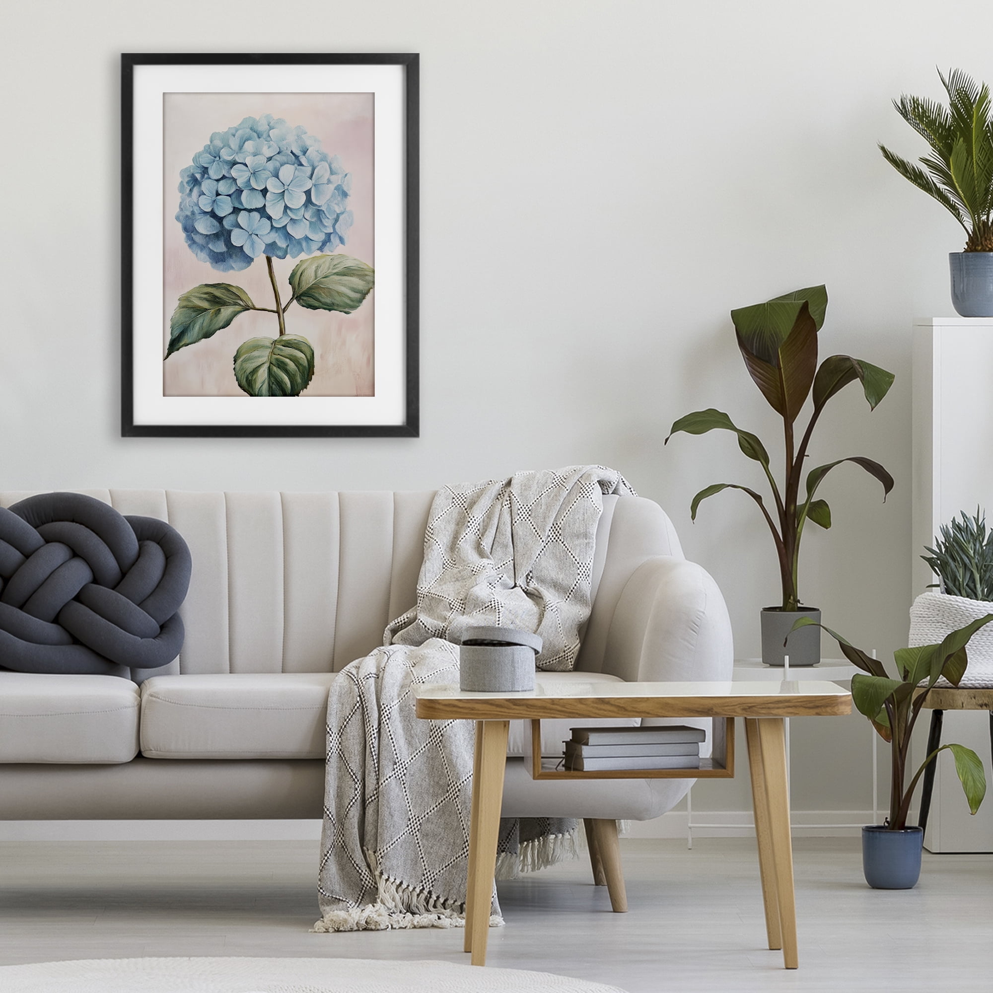 Stupell Industries Delicate Baby Blue Hydrangea Black Framed Print Under Glass, design by Petal Prints Design