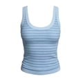 thumbnail image 4 of WAYUTE Womens Tank Tops Square Neck Striped Sleeveless Knit Crop Tank Top Soft Stretchy Fit Casual Camisole Summer Layering,Blue,2XL, 4 of 4