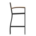 Lark Commercial Grade Bar Height Stool with Arms, All-Weather Outdoor Bar Stool with Faux Wood Poly Resin Slats and Aluminum Frame
