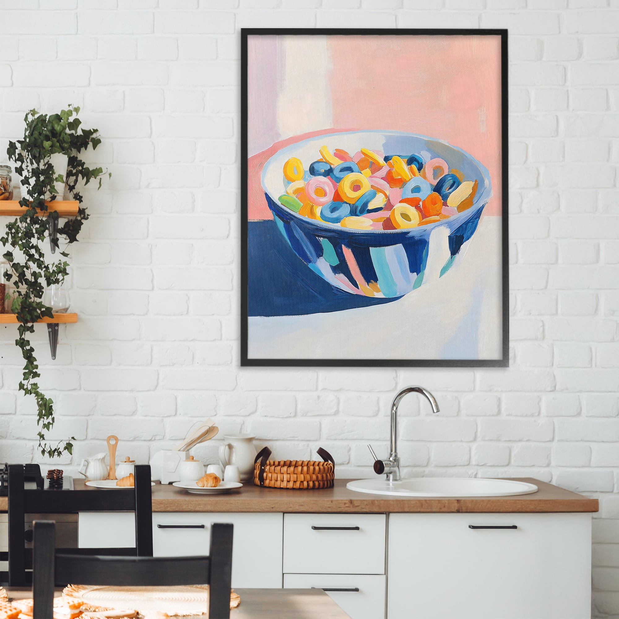 Stupell Industries Colorful Cereal Bowl Black Framed Giclee Art, design by The Prints Vibe