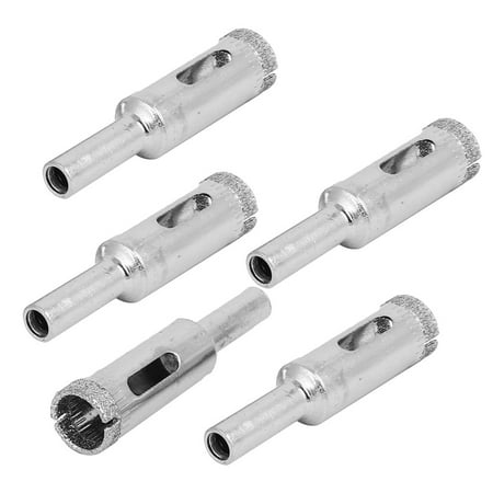 - 12mm Cutting Diameter Diamond Coated Round Shank Glass Hole Saw Drill Bit 5pcs