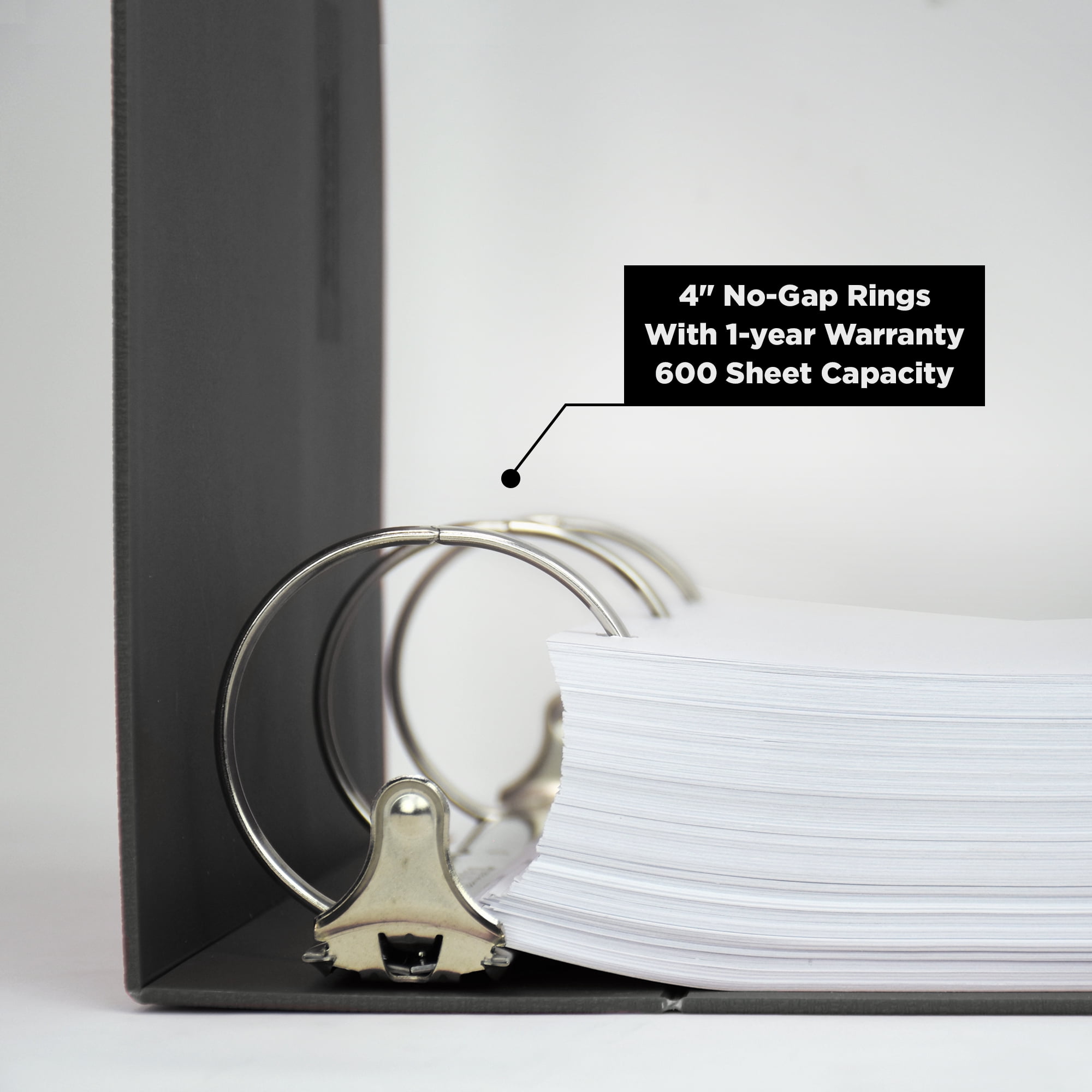 Carstens 4-Inch Heavy Duty 3-Ring Binder - Side Opening, Charcoal Gray
