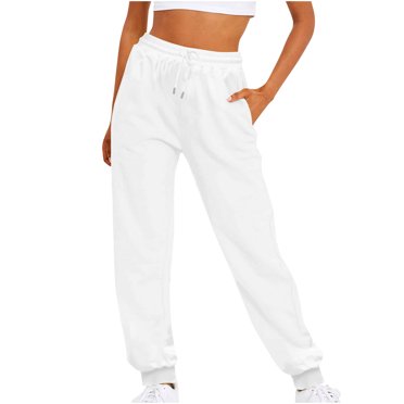 AherBiu Womens Joggers High Waisted Fleece Drawstring Casual Solid Color Sweatpants with Pockets Fall Winter Loose Workout Trousers