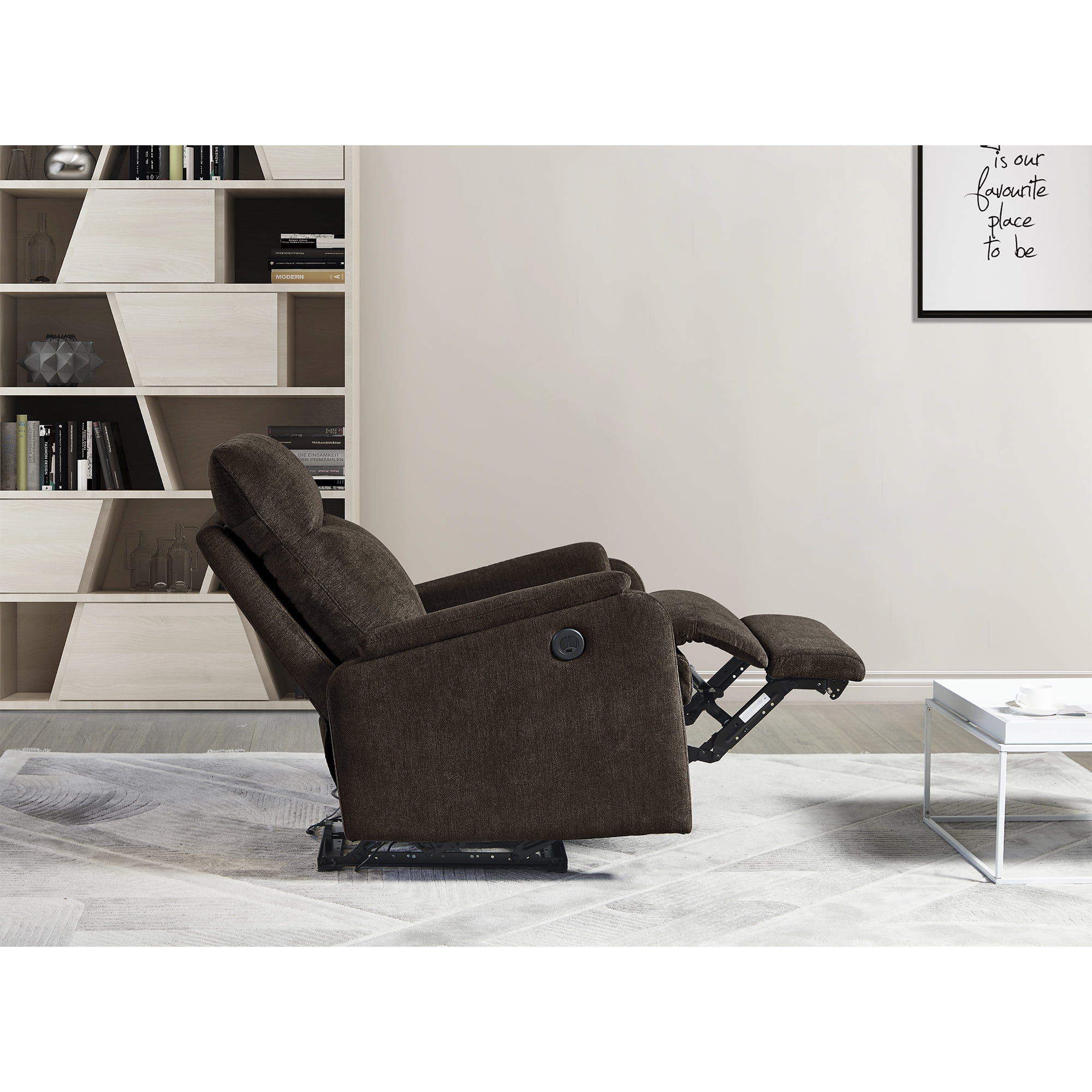 MAYEERTY Power Recliner Chair – Easy Control, USB Charging, Compact Design, Dark Brown