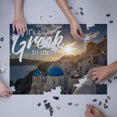 thumbnail image 3 of It's All Greek To Me, Greece, Sunset and Coastal Town (1000 Piece Puzzle, Size 19x27, Challenging Jigsaw Puzzle for Adults and Family, Made in USA), 3 of 4