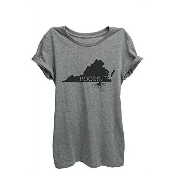 Home Roots State Virginia Womens Relaxed T-Shirt Tee Heather Grey - XL