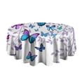 thumbnail image 5 of Purple Leaf Butterfly Pattern Round Tablecloth 60"x60",Wrinkle Wipeable Table Cloth for Kitchen Dining Room Picnic Patio Party, 5 of 6