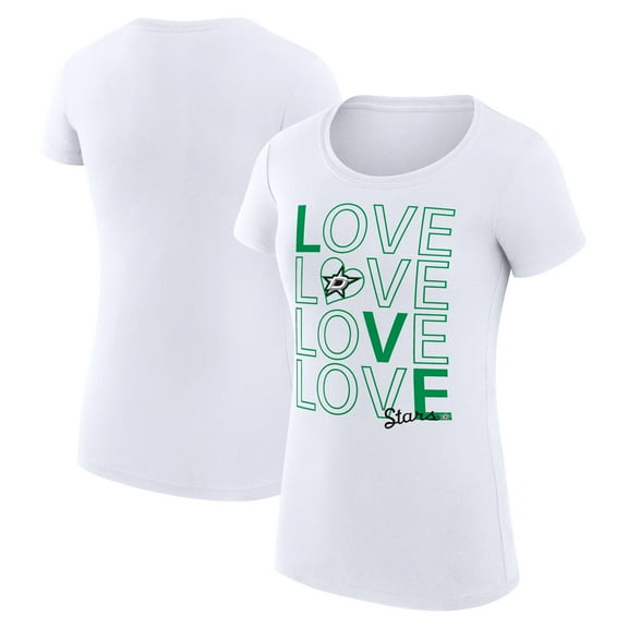 Women's G-III 4Her by Carl Banks White Dallas Stars Super-Slim Fit Lightweight Hockey Love T-Shirt